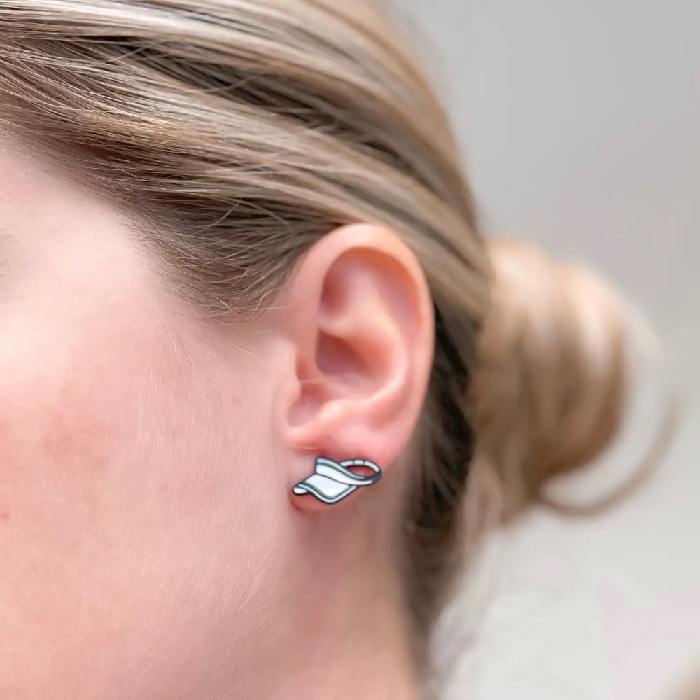 NWT Visor Enamel Stud Earrings